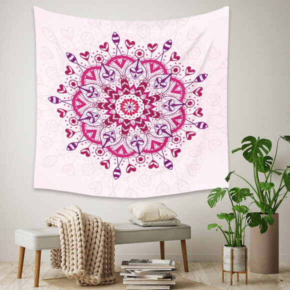 Mandala Tapestry Wall Decor In Pink - Picture 3 of 5